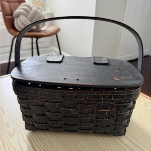 Workshop Gerald Henn Handwoven Navy Blue crackle purse Basket with Handle